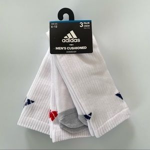 Adidas men’s crew socks 6 pack size 8-12 white blue red cushioned